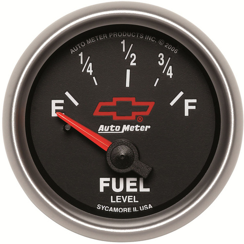 Autometer Gauge, Sport-Comp II, Fuel Level, 2 1/16 in., 0-90 Ohms, Electrical, GM Bowtie Black, Analog, Each