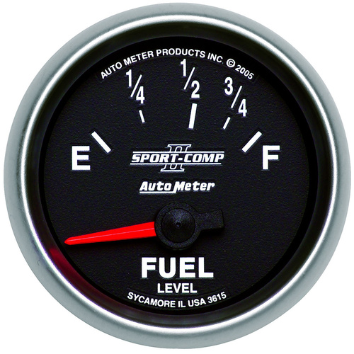 Autometer Gauge, Sport-Comp II, Fuel Level, 2 1/16 in., 73-10 Ohms, Electrical, Analog, Each