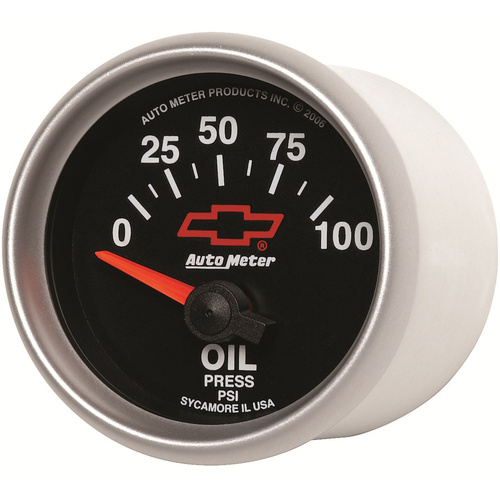 Autometer Gauge, Sport-Comp II, Oil Pressure, 2 1/16 in., 100psi, Electrical, GM Bowtie Black, Analog, Each