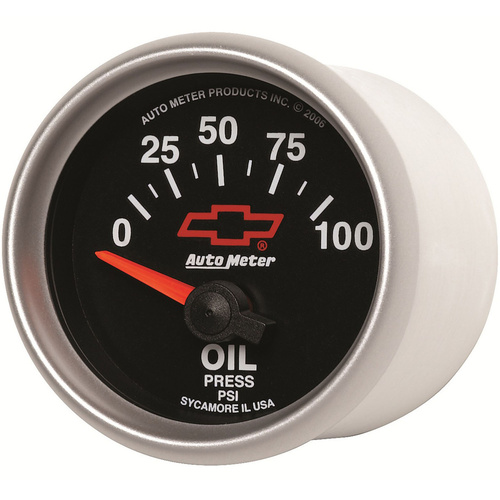 Autometer Gauge, Sport-Comp II, Oil Pressure, 2 1/16 in., 100psi, Electrical, GM Bowtie Black, Analog, Each