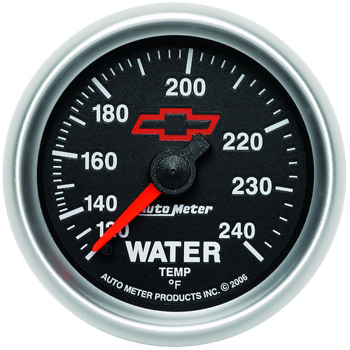 Autometer Gauge, Sport-Comp II, Water Temperature, 2 1/16 in., 120-240 Degrees F, Mechanical, GM Bowtie Black, Analog, Each