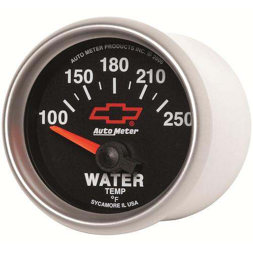 Autometer Gauge, Sport-Comp II, Water Temperature, 2 1/16 in., 100-250 Degrees F, Electrical, GM Bowtie Black, Analog, Each