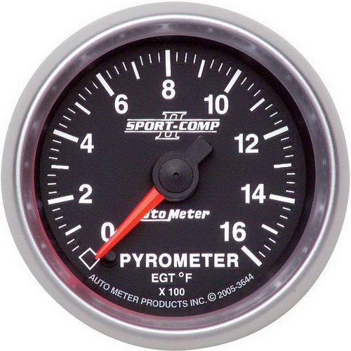 Autometer Gauge, Sport-Comp II, Pyrometer 0-1600 Degrees F 2 1/16 in. Analog Electrical Each, Each
