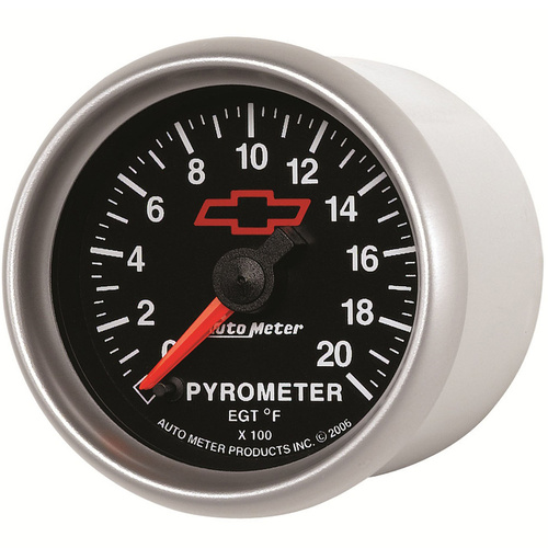 Autometer Gauge, Sport-Comp II, Pyrometer (EGT), 2 1/16 in., 2000 Degrees F, Stepper Motor, GM Bowtie Black, Each