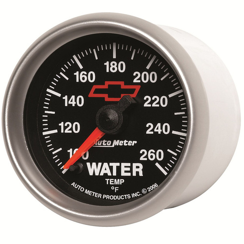 Autometer Gauge, Sport-Comp II, Water Temperature, 2 1/16 in., 100-260 Degrees F, Digital Stepper Motor, GM Bowtie Black, Each