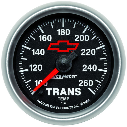 Autometer Gauge, Sport-Comp II, Transmission Temperature, 2 1/16 in., 100-260 Degrees F, Digital Stepper Motor, GM Bowtie Black, Analog, Each
