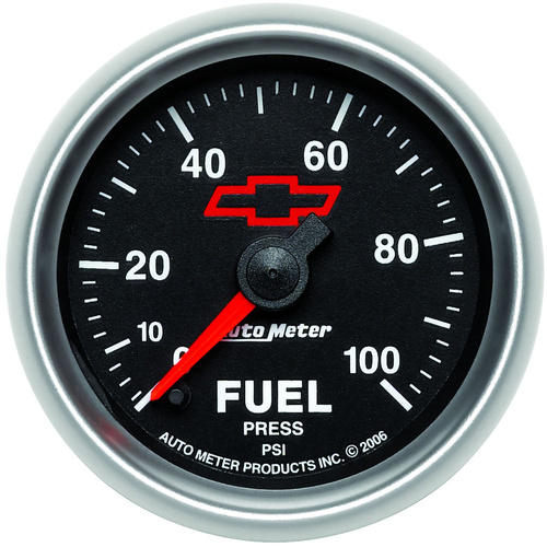 Autometer Gauge, Sport-Comp II, Fuel Pressure, 2 1/16 in., 100psi, Digital Stepper Motor, GM Bowtie Black, Analog, Each