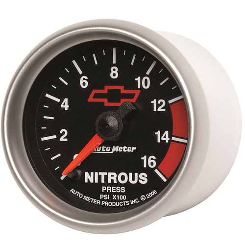 Autometer Gauge, Nitrous Pressure, 2 1/16 in., 1600psi, Digital Stepper Motor, GM Bowtie Black, Analog, Each