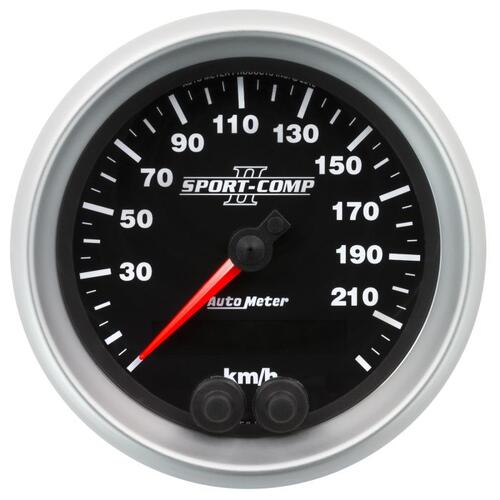 Autometer Gauge, Speedometer, 3 3/8", 225Km/H, Gps, Sport-Comp Ii, Sport-Comp Ii