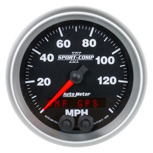 Autometer Gauge, Speedometer, 3 3/8", 140Mph, Gps, Sport-Comp Ii, Sport-Comp Ii