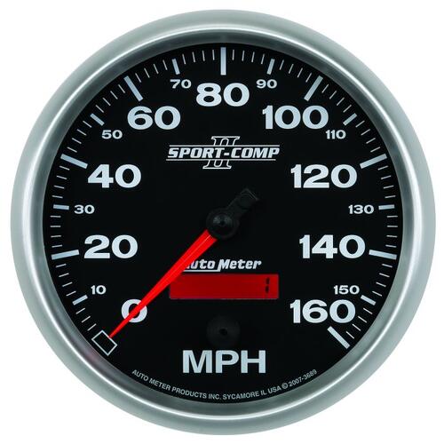 Autometer Gauge, Speedometer, 5", 160Mph, Elec. Programmable, Sport-Comp Ii, Sport-Comp Ii