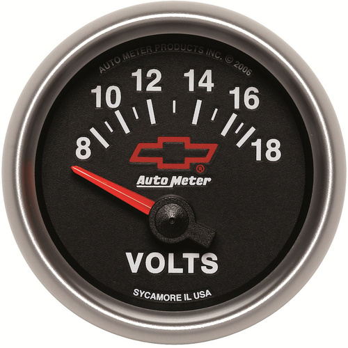 Autometer Gauge, Sport-Comp II, Voltmeter, 2 1/16 in., 18V, Electrical, GM Bowtie Black, Analog, Each