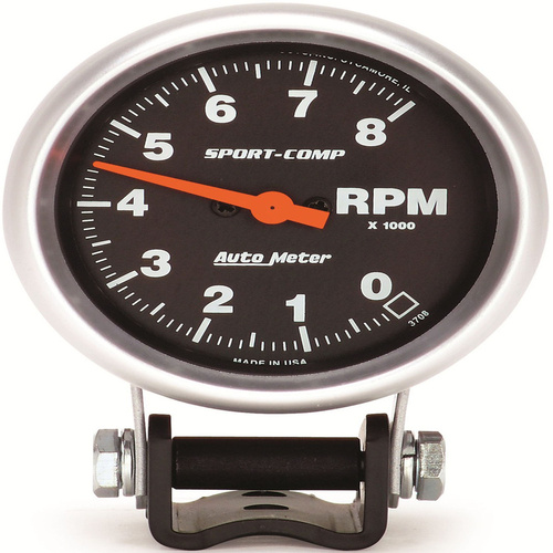 Autometer Gauge, Sport-Comp, Tachometer, 2 5/8 in., 0-8K RPM, Pedestal, Each