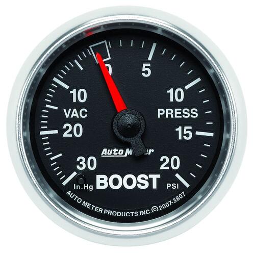 Autometer Gauge, Vac/Boost, 2 1/16", 30Inhg-20Psi, Mechanical, Gs, Gs