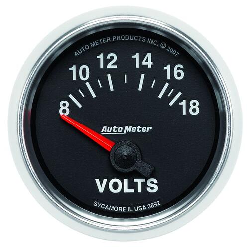 Autometer Gauge, Voltmeter, 2 1/16", 18V, Electric, Gs, Gs
