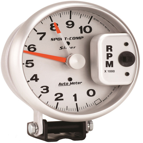 Autometer Gauge, Ultra-Lite, Tachometer, 5 in., 0-10K RPM, Pedestal w/ Red LINE, Analog, Each