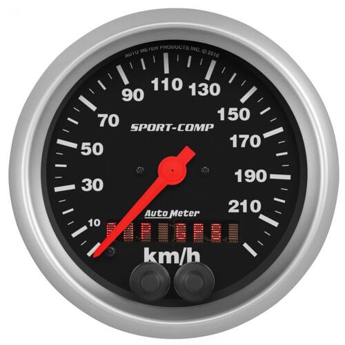 Autometer Gauge, Speedometer, 3 3/8", 225Km/H, Gps, Sport-Comp, Sport-Comp