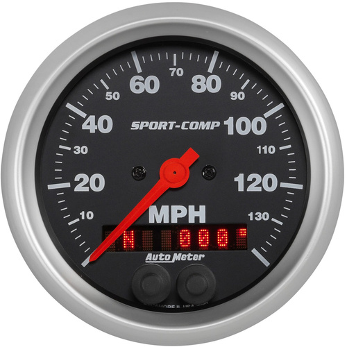 Autometer Gauge, Sport-Comp, Speedometer, 3 3/8 in., 140mph, GPS, Analog, Each