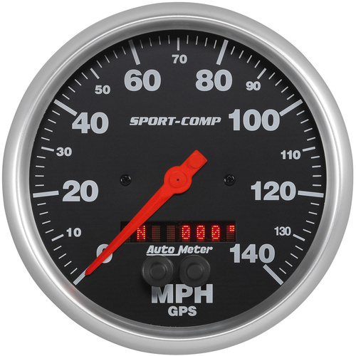 Autometer Gauge, Sport-Comp, Speedometer, 5 in., 140mph, GPS, Analog, Each