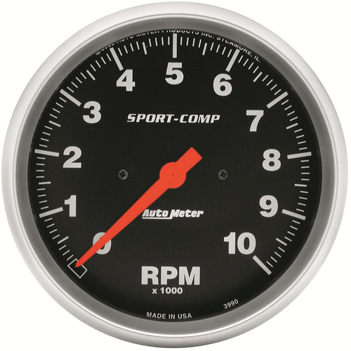Autometer Gauge, Sport-Comp, Tachometer, 5 in, 0-10K RPM, In-Dash, Analog, Each