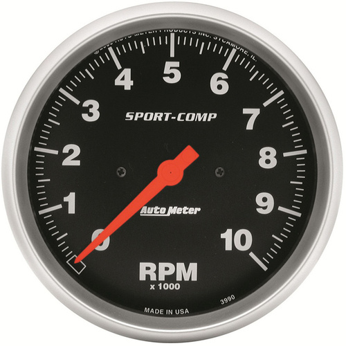 Autometer Gauge, Sport-Comp, Tachometer, 5 in., 0-10K RPM, In-Dash, Analog, Each