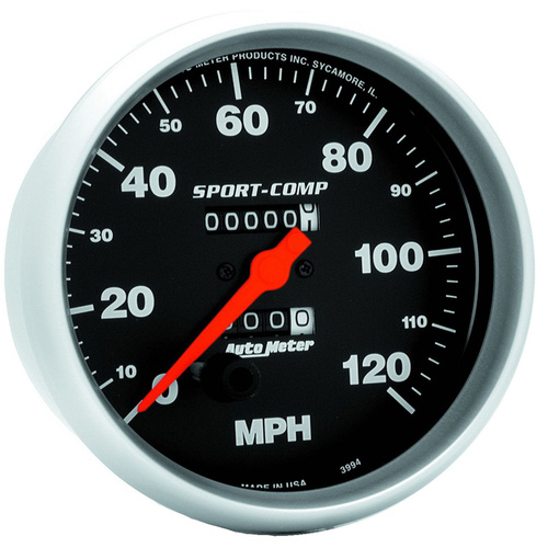 Autometer Gauge, Sport-Comp, Speedometer, 5 in, 120mph, Mechanical, Analog, Each