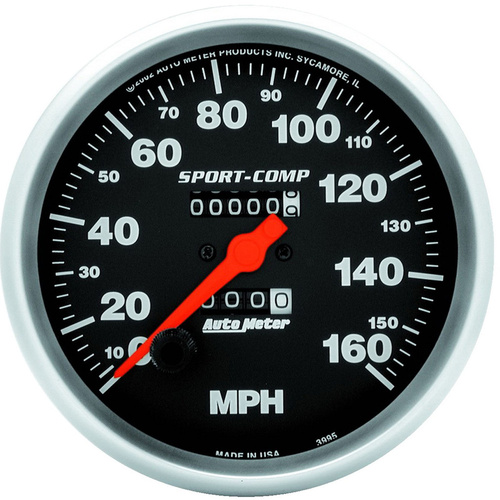 Autometer Gauge, Sport-Comp, Speedometer, 5 in., 160mph, Mechanical, Analog, Each