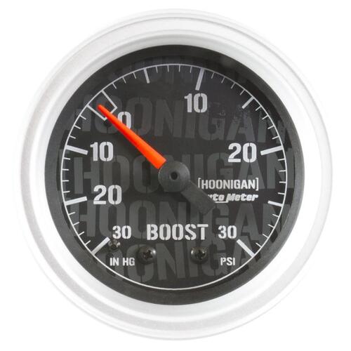 Autometer Gauge, Vac/Boost, 2 1/16", 30Inhg-30Psi, Mechanical, Hoonigan, Hoonigan
