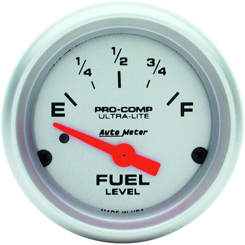 Autometer Gauge, Ultra-Lite, Fuel Level, 2 1/16 in., 0-90 Ohms, Electrical, Each
