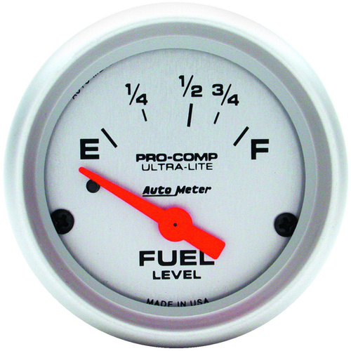 Autometer Gauge, Ultra-Lite, Fuel Level, 2 1/16 in, 73-10 Ohms, Electrical, Analog, Each