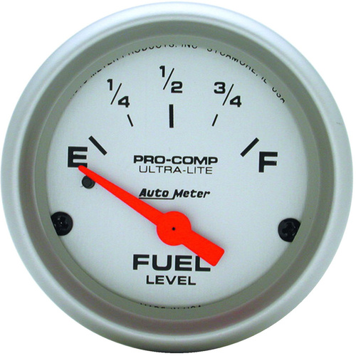 Autometer Gauge, Ultra-Lite, Fuel Level, 2 1/16 in., 0-30 Ohms, Electrical, Analog, Each