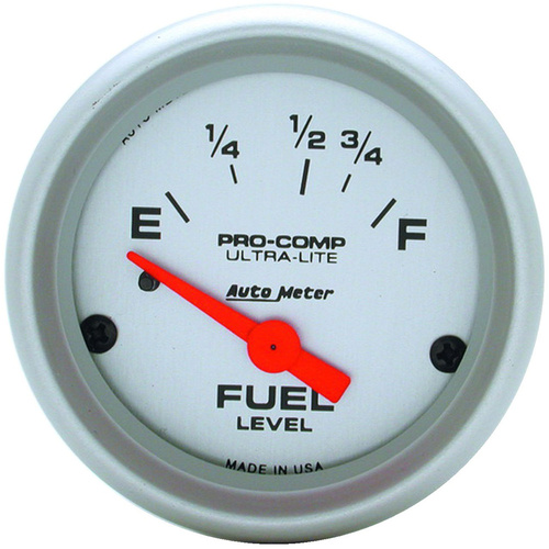 Autometer Gauge, Ultra-Lite, Fuel Level, 2 1/16 in., 16-158 Ohms, Electrical, Analog, Each