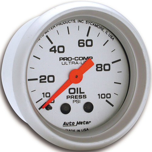 Autometer Gauge, Ultra-Lite, Oil Pressure, 2 1/16 in, 100psi, Mechanical, Each