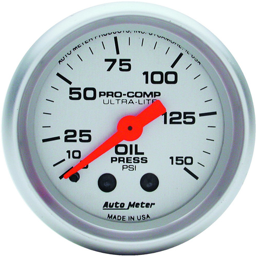 Autometer Gauge, Ultra-Lite, Oil Pressure, 2 1/16 in., 150psi, Mechanical, Analog, Each