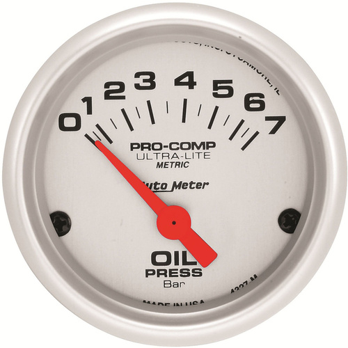 Autometer Gauge, Ultra-Lite, Oil Pressure, 2 1/16 in, 7 Bar, Electrical, Each