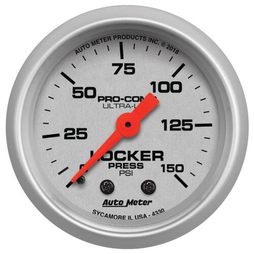 Autometer Gauge, Air Locker Press, 2 1/16", 150Psi, Mechanical, Ultra-Lite, Ultra-Lite