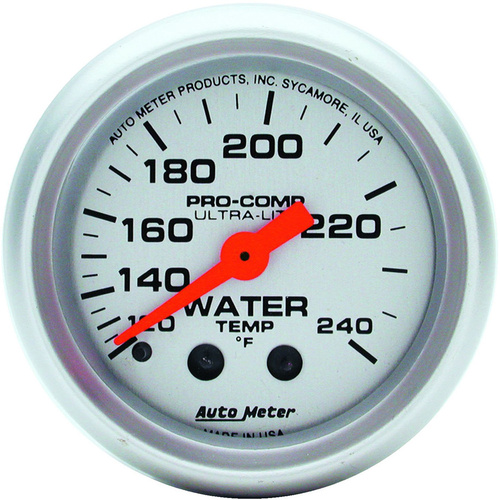 Autometer Gauge, Ultra-Lite, Water Temperature, 2 1/16 in, 120-240 Degrees F, Mechanical, Each