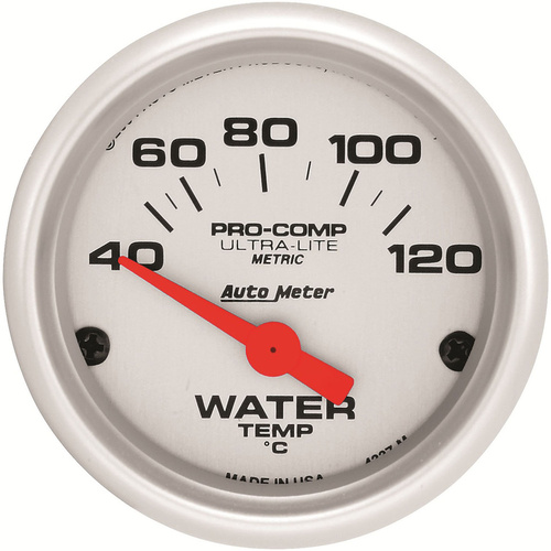 Autometer Gauge, Ultra-Lite, Water Temperature, 2 1/16 in, 40-120 Degrees C, Electrical, Analog, Each