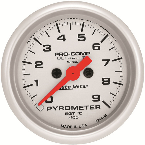 Autometer Gauge, Ultra-Lite, Pyrometer (EGT), 2 1/16 in, 900 Degrees C, Digital Stepper Motor, Each