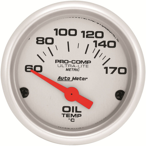 Autometer Gauge, Ultra-Lite, Oil Temperature, 2 1/16 in., 60-170 Degrees F, Electrical, Each