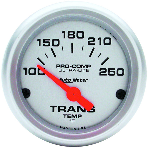 Autometer Gauge, Ultra-Lite, Transmission Temperature, 2 1/16 in, 100-250 Degrees F, Electrical, Each