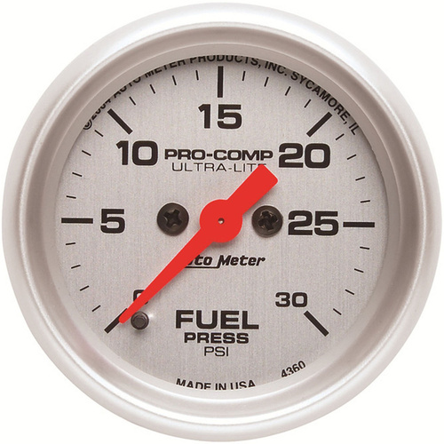 Autometer Gauge, Ultra-Lite, Fuel Pressure, 2 1/16 in., 30psi, Digital Stepper Motor, Analog, Each