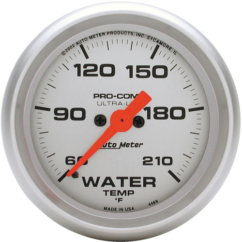 Autometer Gauge, Ultra-Lite, LOW Water Temperature, 2 1/16 in, 60-210 Degrees F, Digital Stepper Motor, Each