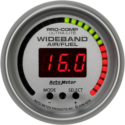 Autometer Gauge, Ultra-Lite, AIR/FUEL RATIO-PRO, 2 1/16 in., 10:1-20:1, Digital w/ PEAK & WRN,