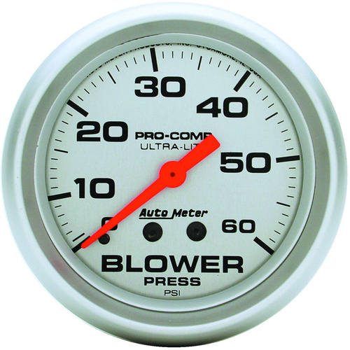 Autometer Gauge, Ultra-Lite, Blower Pressure, 2 5/8 in., 60psi, Mechanical, Each