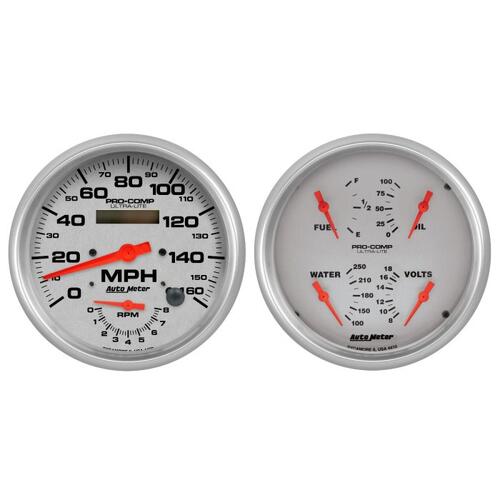 Autometer Gauge Kit, 2 Pc., Quad & Tach/Speedo, 5", Ultra-Lite, Ultra-Lite