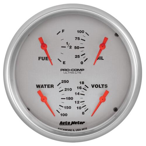 Autometer Gauge, Quad, 5", 240Ωe-33Ωf, Elec, Ultra-Lite, Ultra-Lite