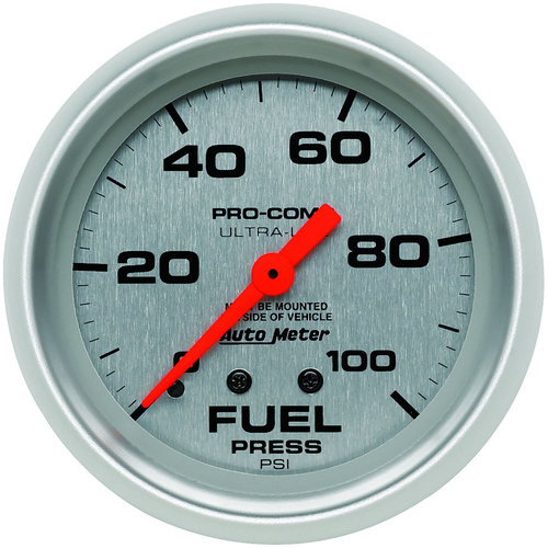 Autometer Gauge, Ultra-Lite, Fuel Pressure, 2 5/8 in., 100psi, Mechanical, Analog, Each