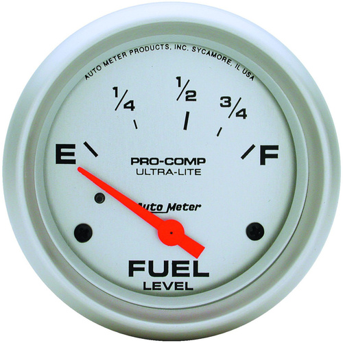 Autometer Gauge, Ultra-Lite, Fuel Level, 2 5/8 in, 73-10 Ohms, Electrical, Analog, Each