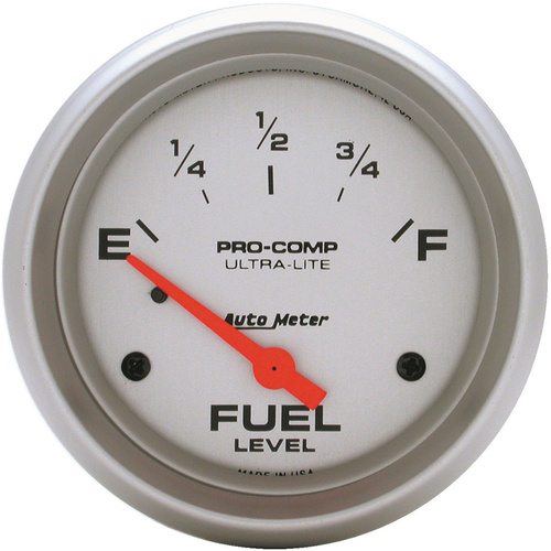 Autometer Gauge, Ultra-Lite, Fuel Level, 2 5/8 in, 0-30 Ohms, Electrical, Analog, Each